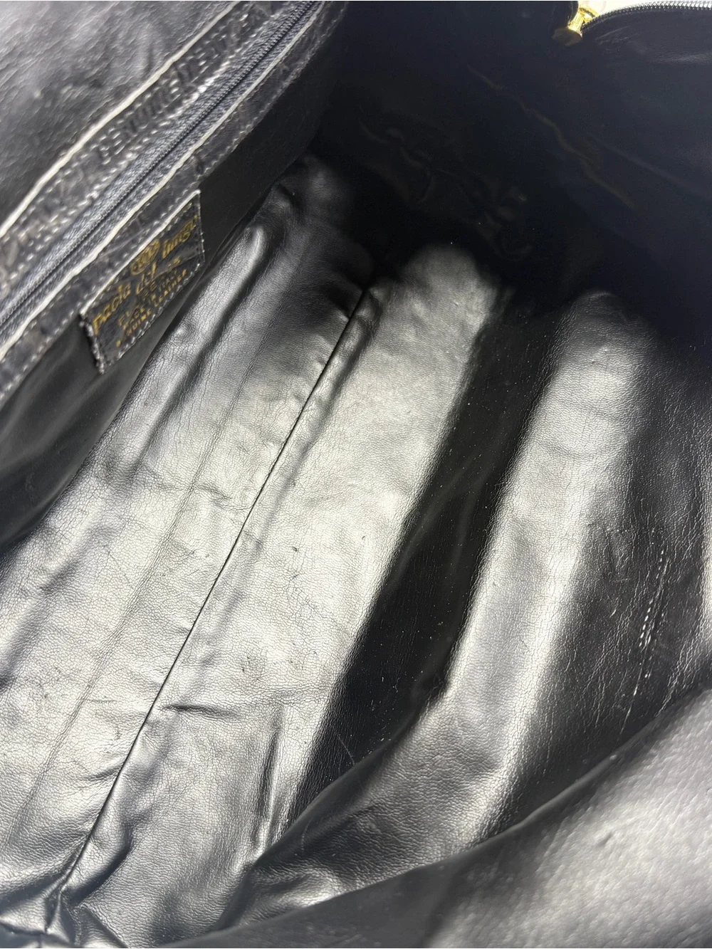 Black Croc-Embossed Dome Satchel with Dual Handles